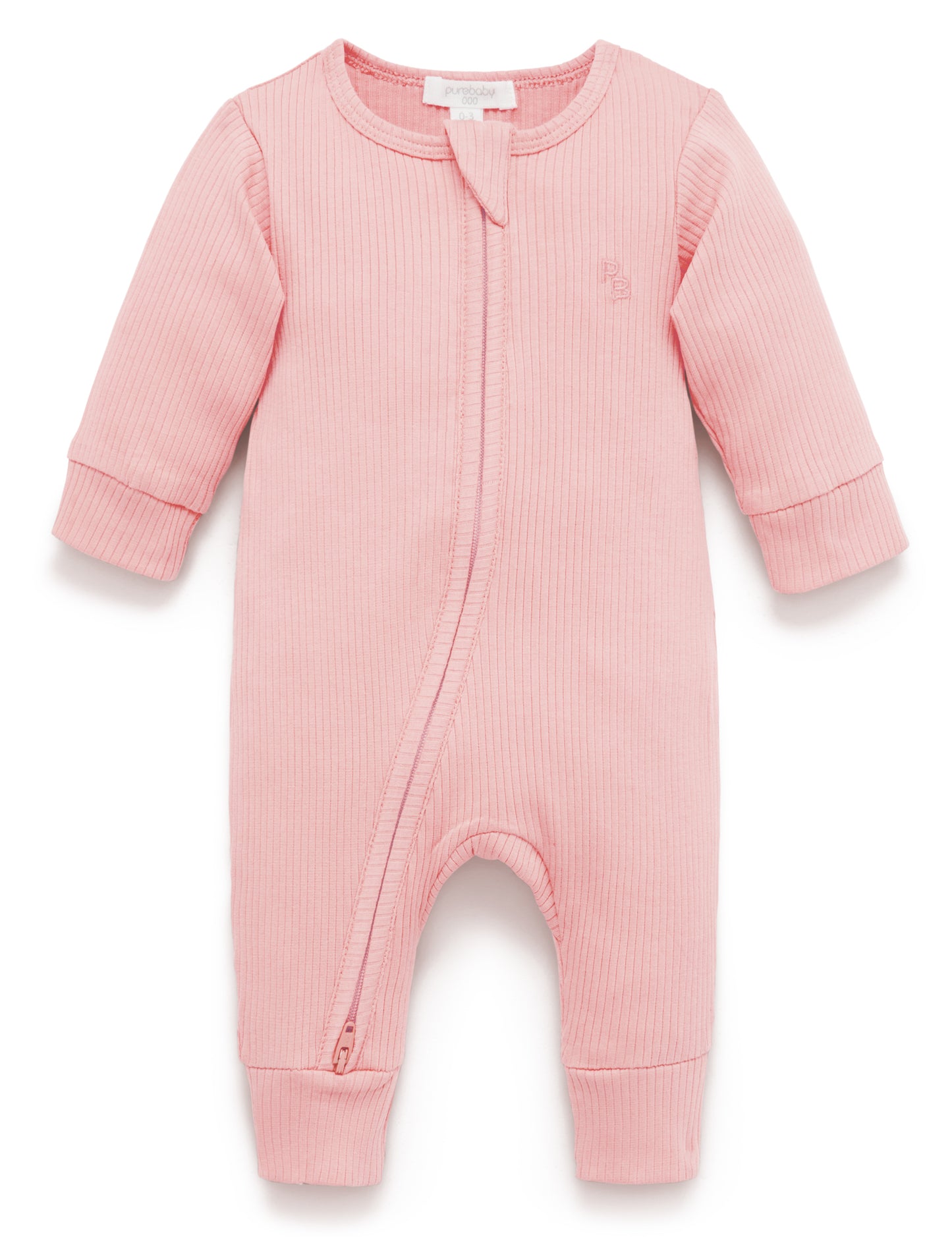 Dusty Rose Rib Zip Growsuit