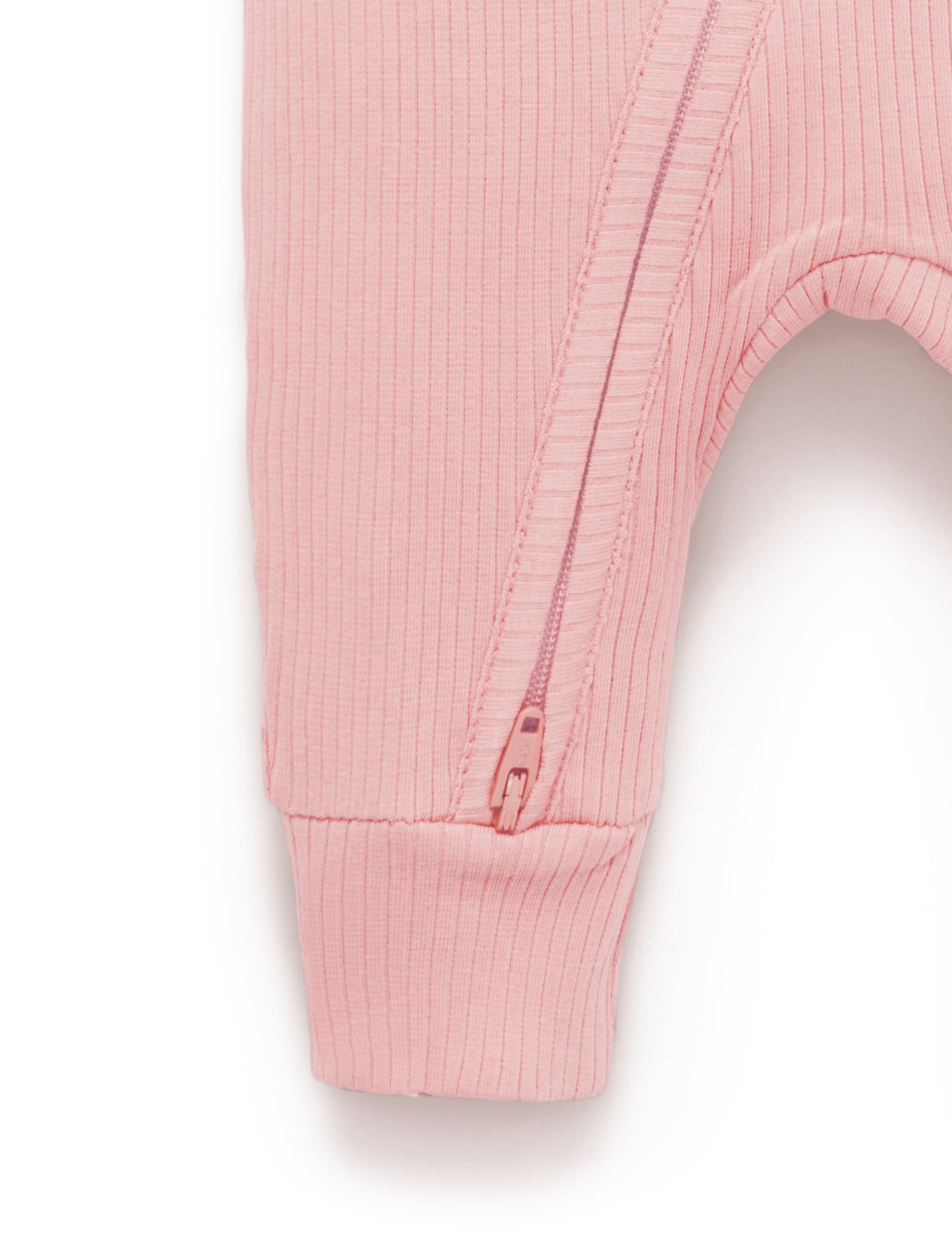 Dusty Rose Rib Zip Growsuit