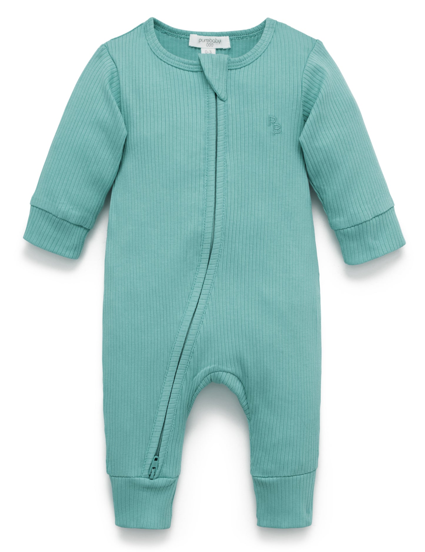 Moss Green Rib Zip Growsuit