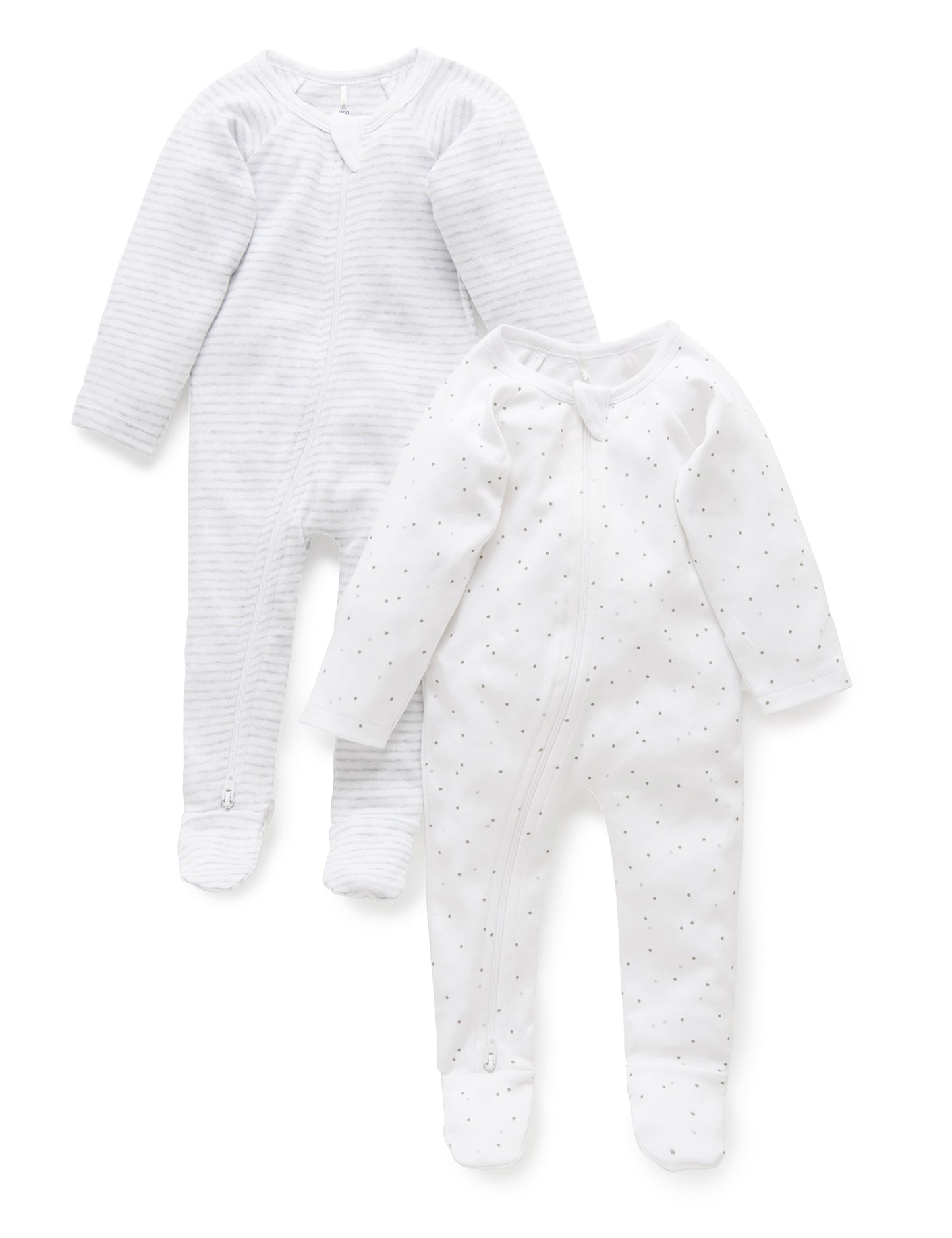 Pale Grey 2 Pack Zip Growsuit